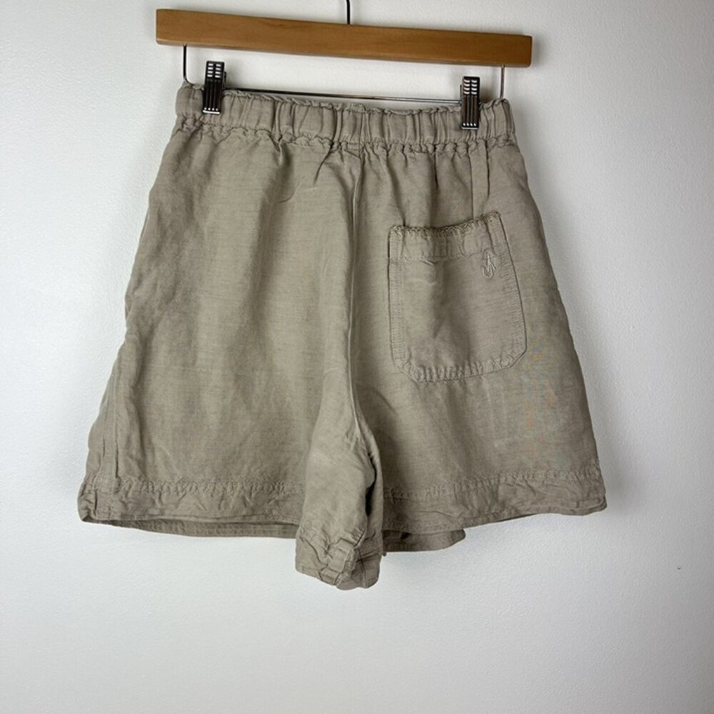Uniqlo JW Anderson Womens XS Tan Pleated Drawstring Linen Rayon Paperbag Shorts‎ - Picture 4 of 7